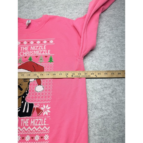 Twas The Nizzle Before Chrismizzle Sweatshirt Mens Medium Jerzees Funny Xmas - Picture 4 of 6